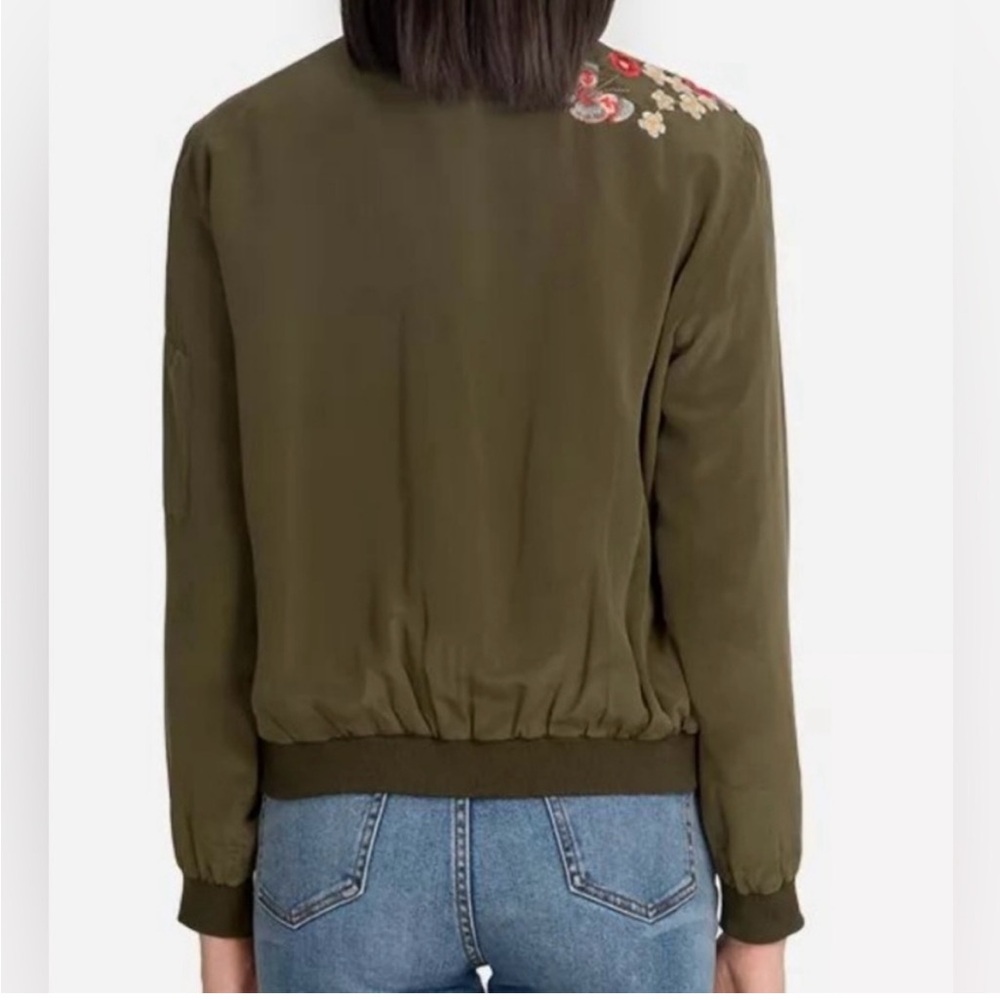 Johnny Was Lucy crepe de chin silk Floral Embroidered Bomber Jacket - Picture 10 of 10